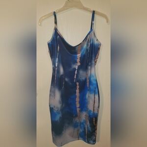 Blue Tie-Dye Midi Dress